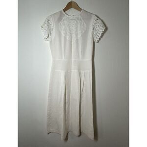 CARRY BACK White Short Sleeve Cutwork Lace Detail Size 8 Dress